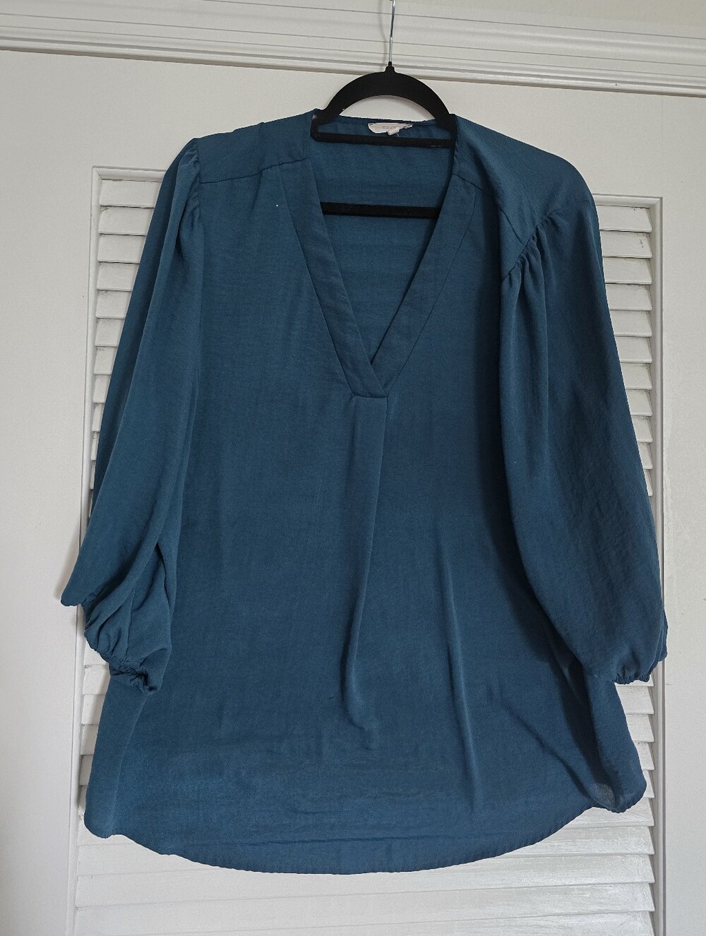 Maurice's V-Neck Long Sleeve Women's Blouse in Teal Size 1X